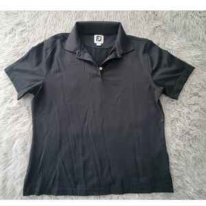 NEW Footjoy Polo Shirt Black Embroidered Logo Golf Short Sleeve Sport Men's S